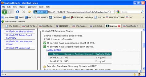 cisco cucm database status report.